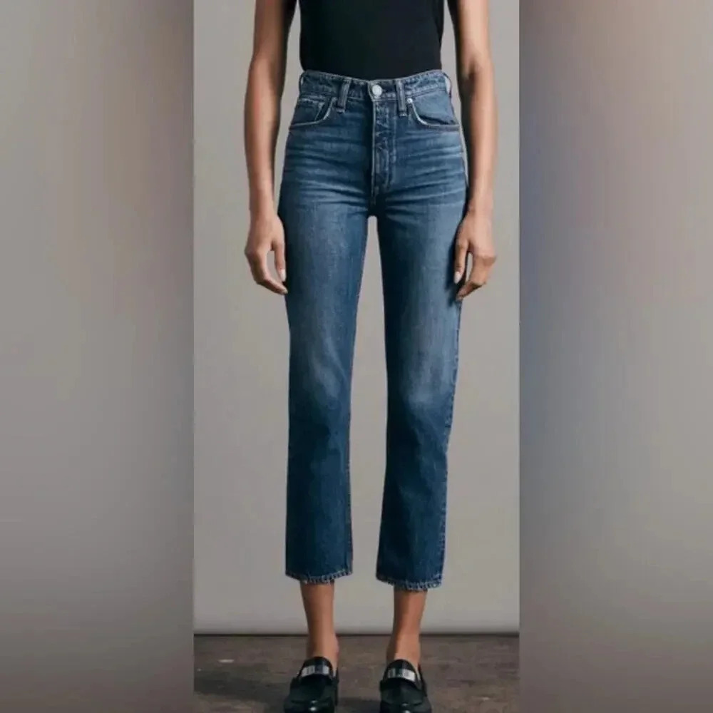 Rag & Bone Nina High Rise Ankle Cigarette Jeans Ash Blue Size 30 - Picture 1 of 12